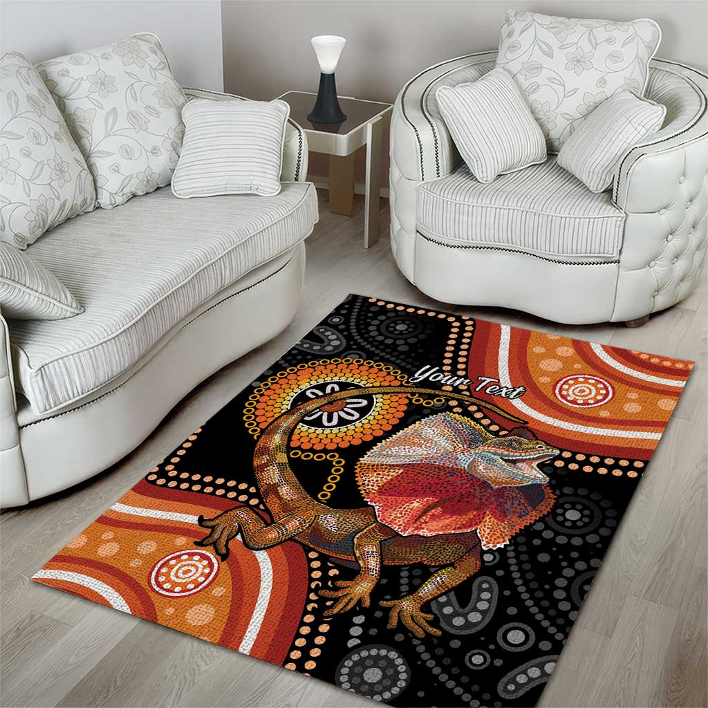 Personalised Australia Frilled Lizard Area Rug Aboriginal Art