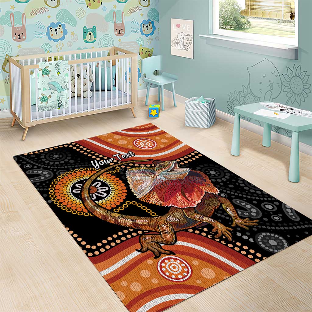 Personalised Australia Frilled Lizard Area Rug Aboriginal Art