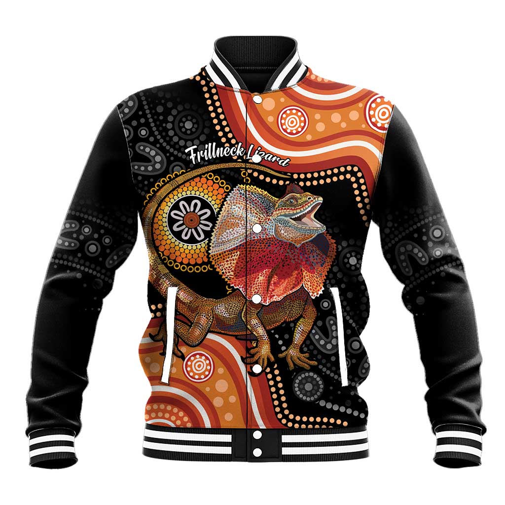 Personalised Australia Frilled Lizard Baseball Jacket Aboriginal Art