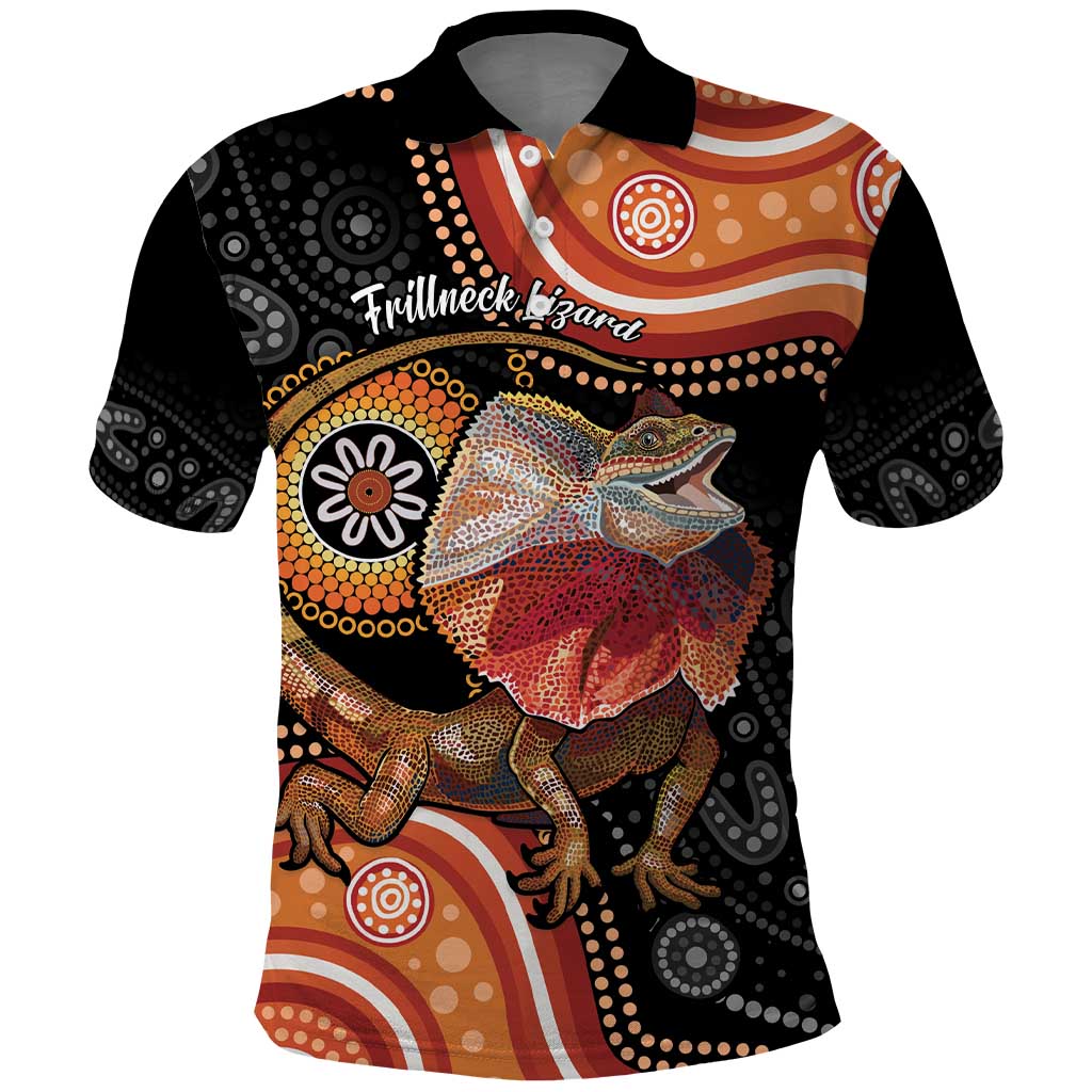 Personalised Australia Frilled Lizard Polo Shirt Aboriginal Art