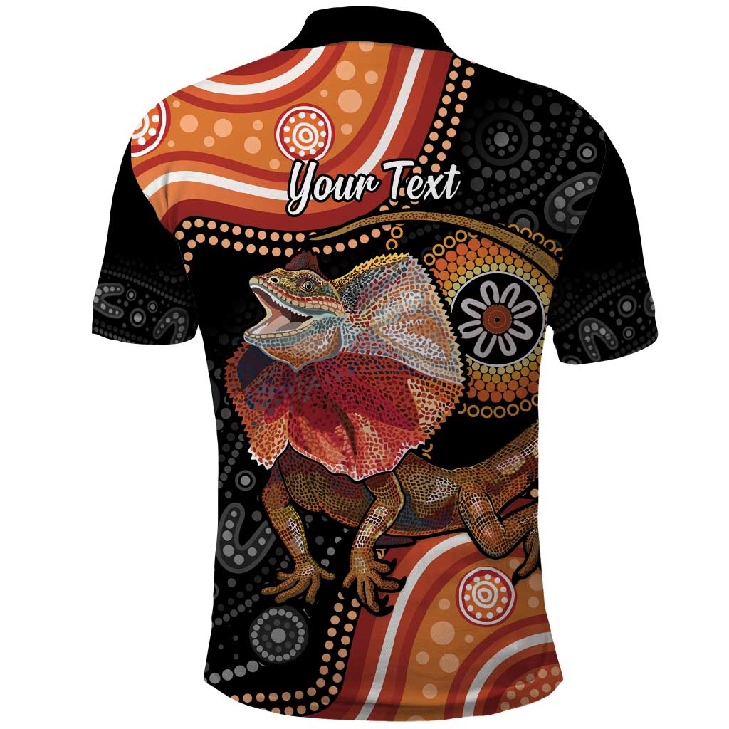 Personalised Australia Frilled Lizard Polo Shirt Aboriginal Art