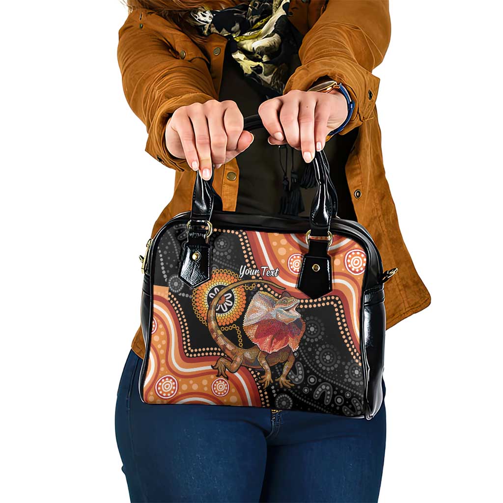 Personalised Australia Frilled Lizard Shoulder Handbag Aboriginal Art