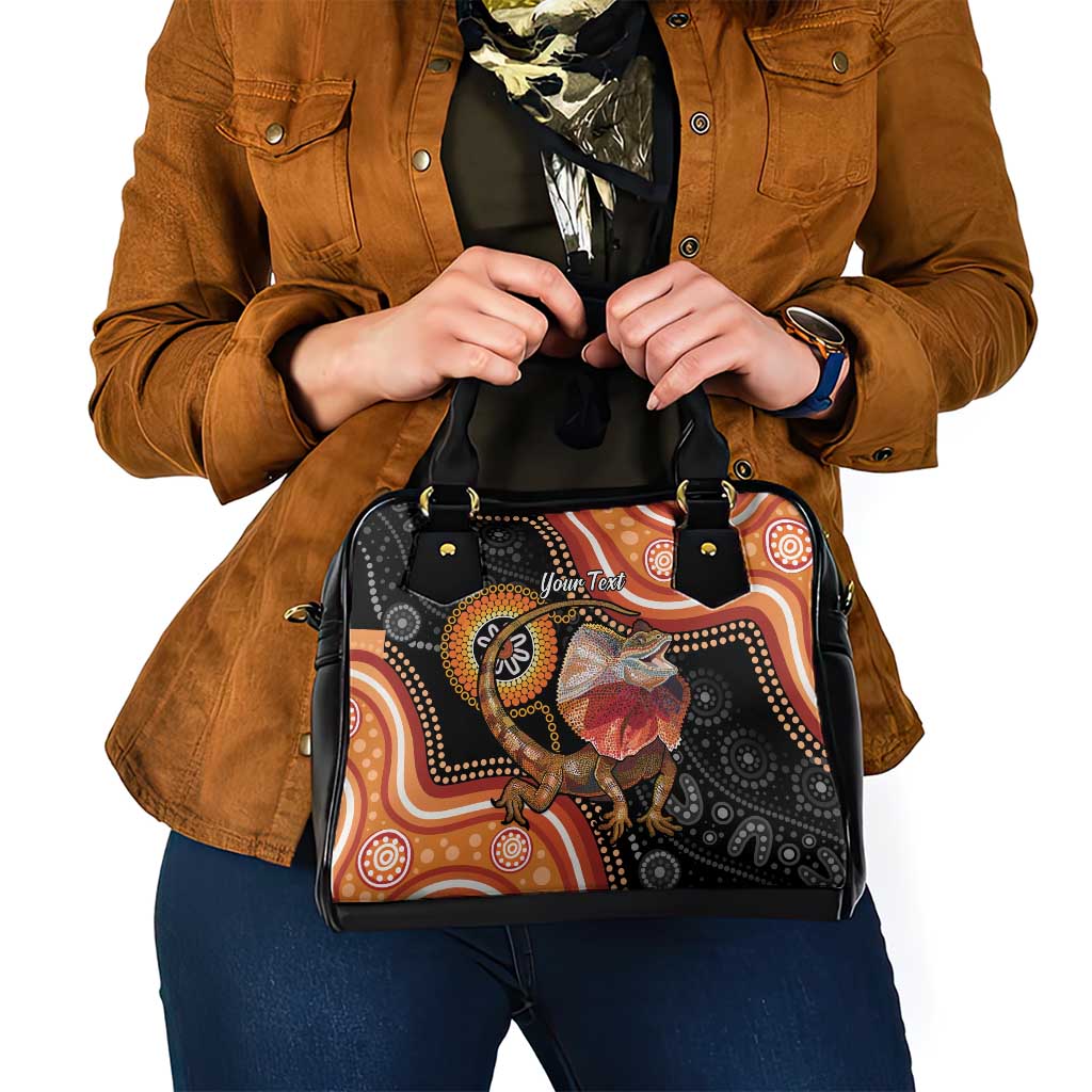 Personalised Australia Frilled Lizard Shoulder Handbag Aboriginal Art