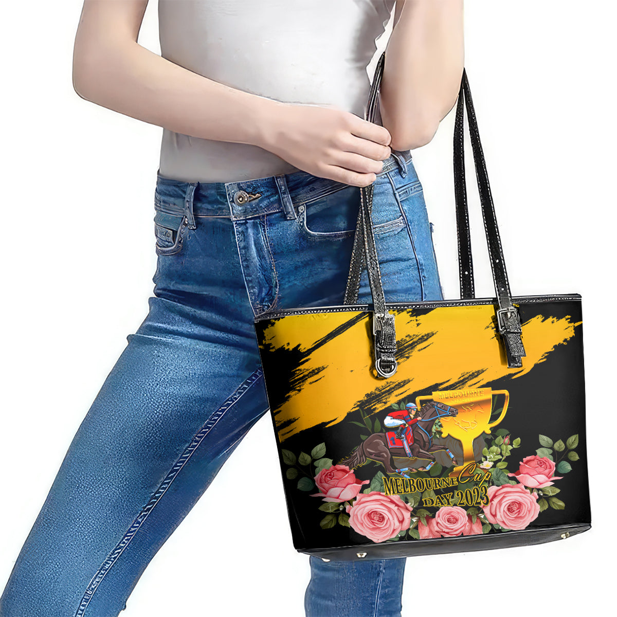 personalised-australia-melbourne-cup-day-leather-tote-bag-2023-horse-racing-trophy-with-roses