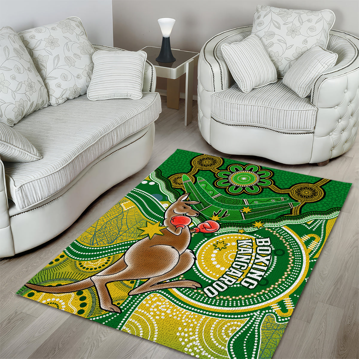 personalised-australia-boxing-kangaroo-area-rug-aussie-indigenous-art-mix-national-color