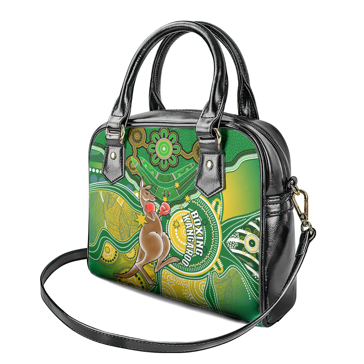 personalised-australia-boxing-kangaroo-shoulder-handbag-aussie-indigenous-art-mix-national-color