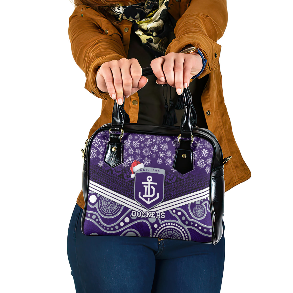 custom-dockers-football-christmas-shoulder-handbag-merry-xmas-2023-mix-aboriginal-art