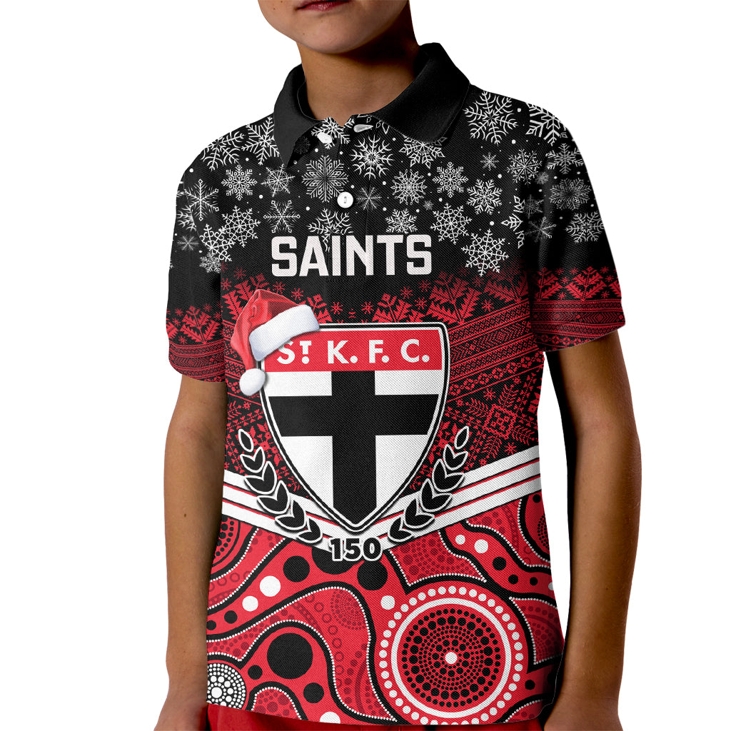 custom-st-kilda-football-christmas-kid-polo-shirt-merry-xmas-2023-mix-aboriginal-art