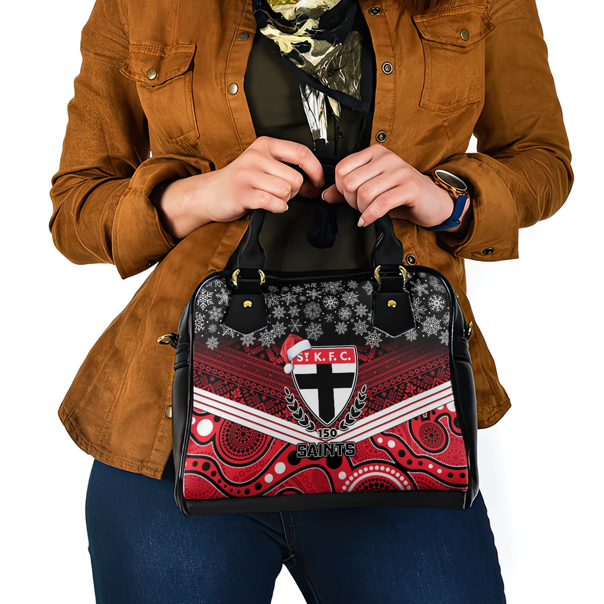 custom-st-kilda-football-christmas-shoulder-handbag-merry-xmas-2023-mix-aboriginal-art