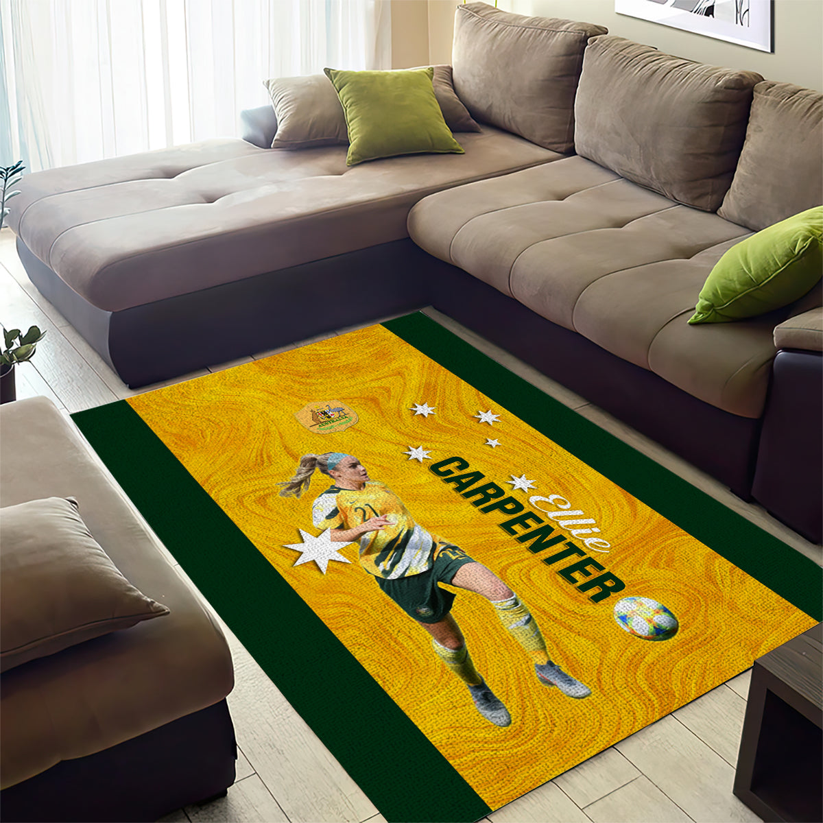 australia-soccer-area-rug-ellie-carpenter-matildas-gold-version