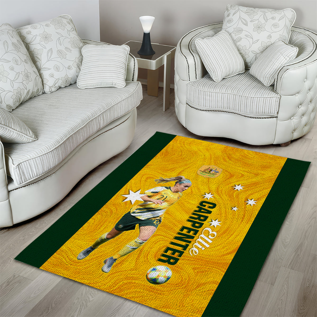 australia-soccer-area-rug-ellie-carpenter-matildas-gold-version