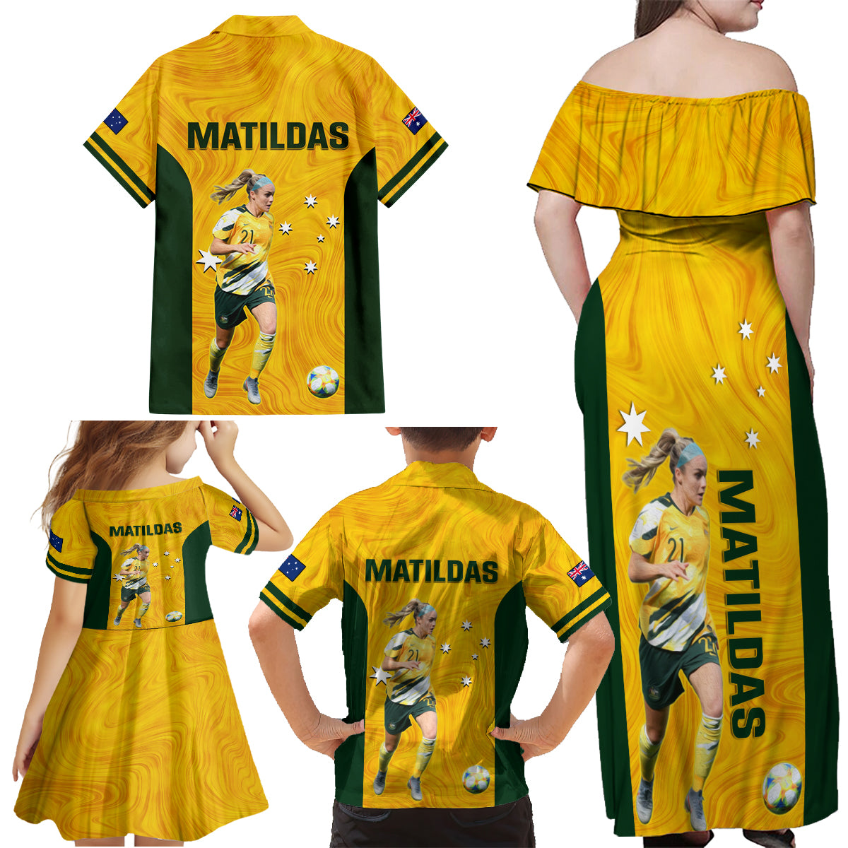 australia-soccer-family-matching-off-shoulder-maxi-dress-and-hawaiian-shirt-ellie-carpenter-matildas-gold-version