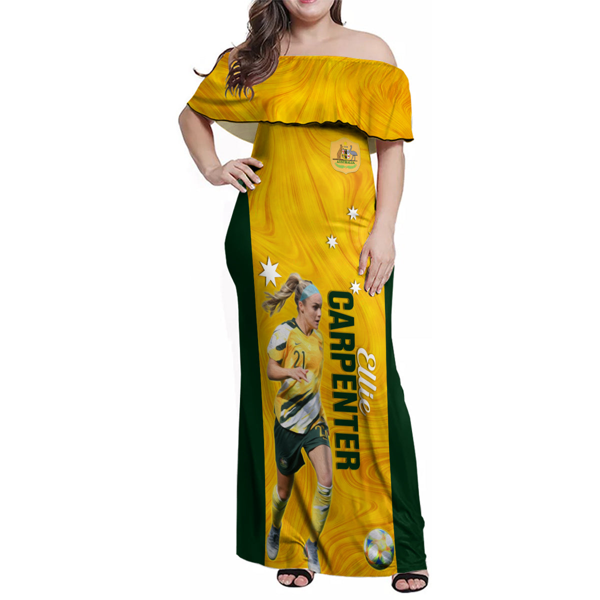 australia-soccer-family-matching-off-shoulder-maxi-dress-and-hawaiian-shirt-ellie-carpenter-matildas-gold-version