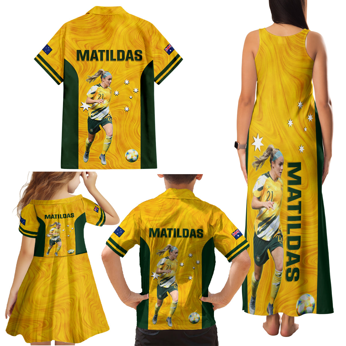 australia-soccer-family-matching-tank-maxi-dress-and-hawaiian-shirt-ellie-carpenter-matildas-gold-version