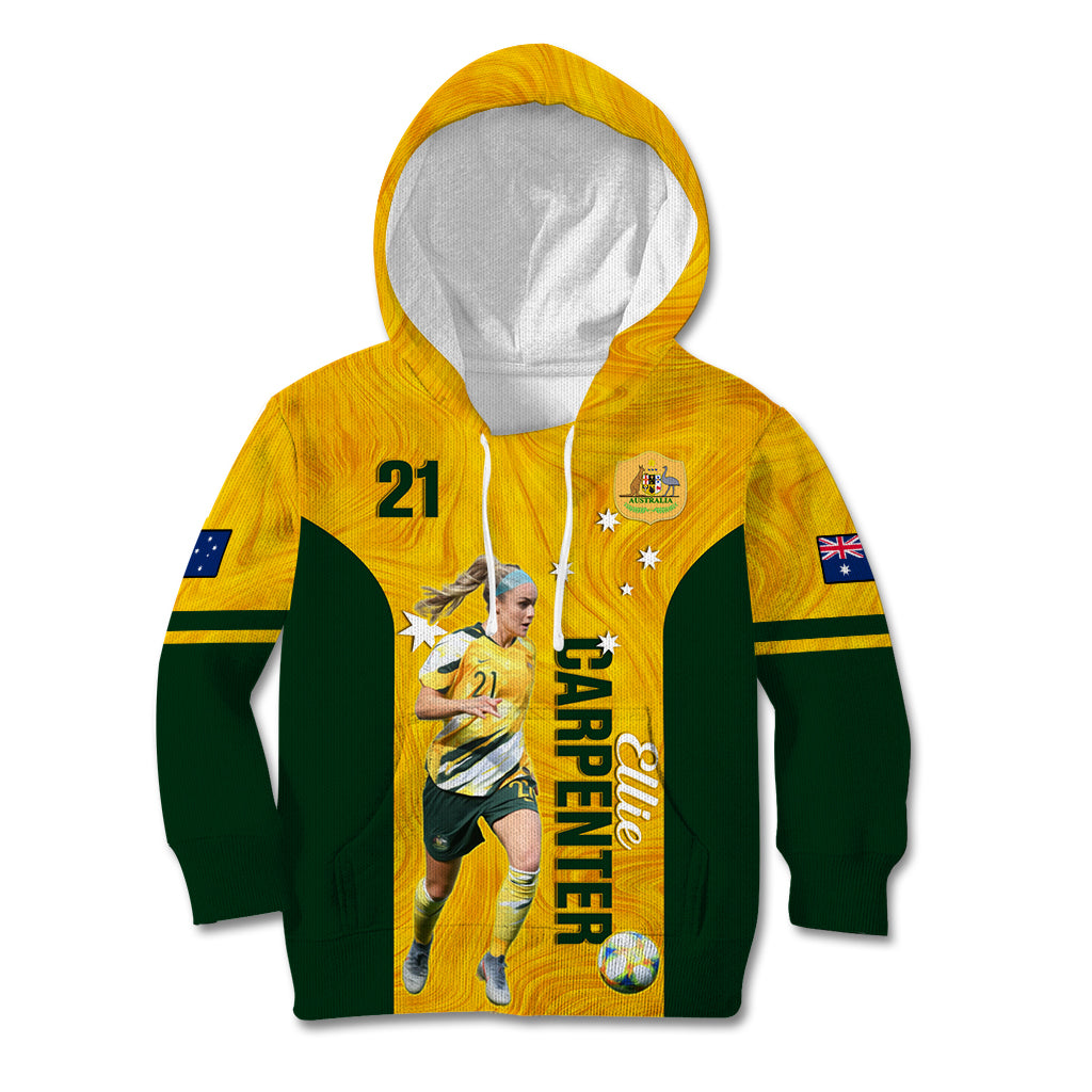 australia-soccer-kid-hoodie-ellie-carpenter-matildas-gold-version