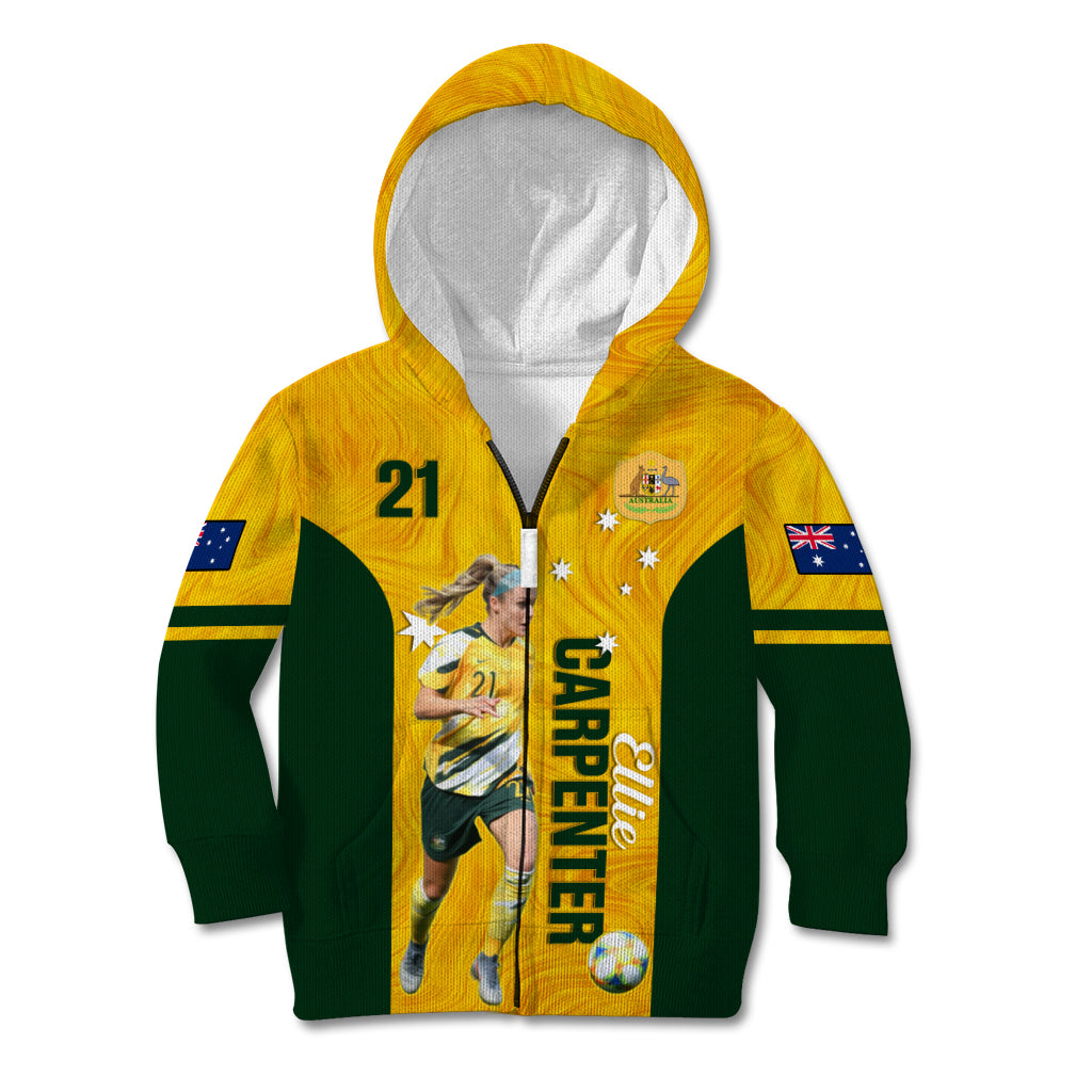 australia-soccer-kid-hoodie-ellie-carpenter-matildas-gold-version