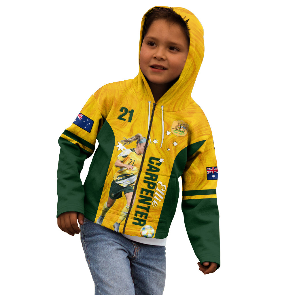 australia-soccer-kid-hoodie-ellie-carpenter-matildas-gold-version