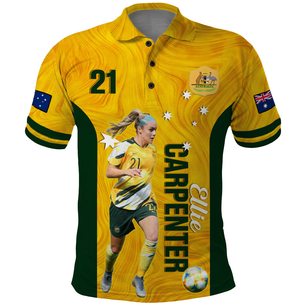 australia-soccer-polo-shirt-ellie-carpenter-matildas-gold-version