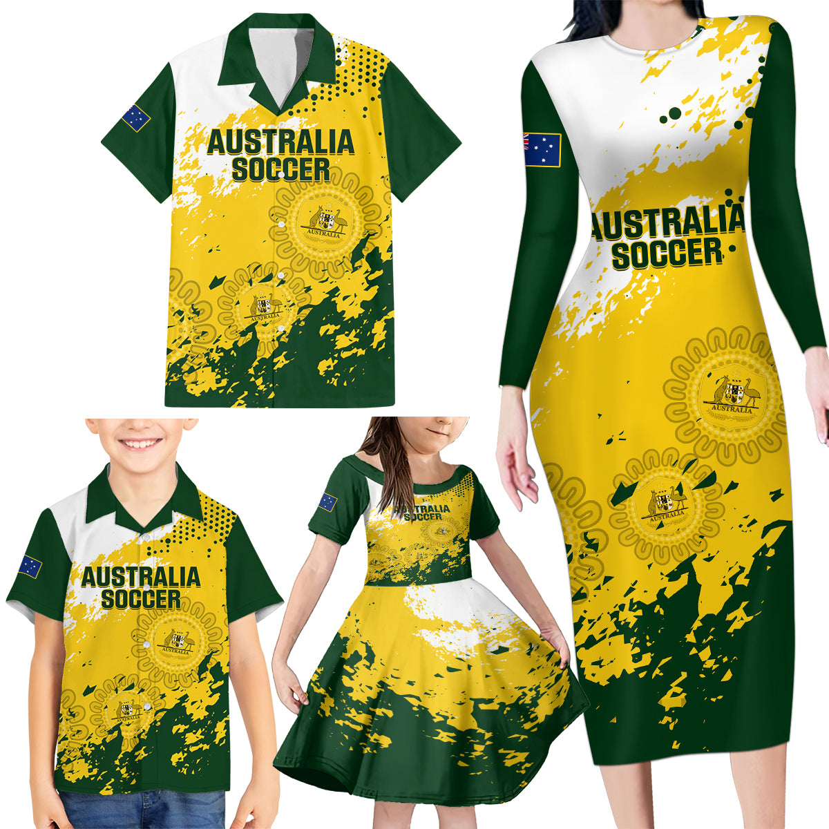 australia-soccer-family-matching-long-sleeve-bodycon-dress-and-hawaiian-shirt-til-its-done-matildas-2024-happy-46th-anniversary