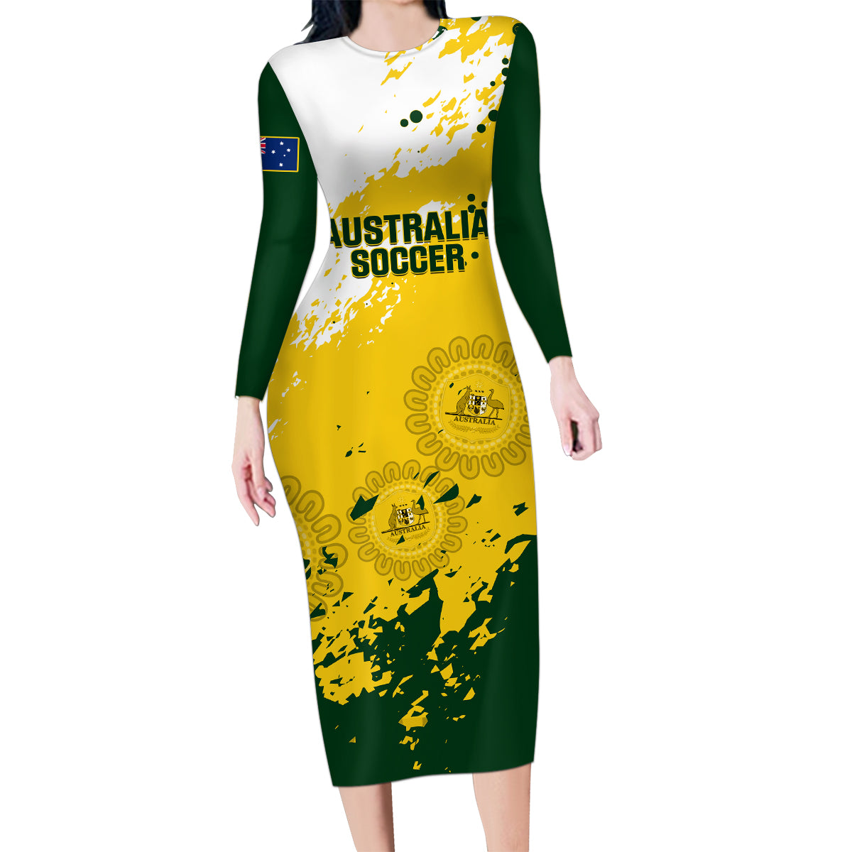 australia-soccer-family-matching-long-sleeve-bodycon-dress-and-hawaiian-shirt-til-its-done-matildas-2024-happy-46th-anniversary