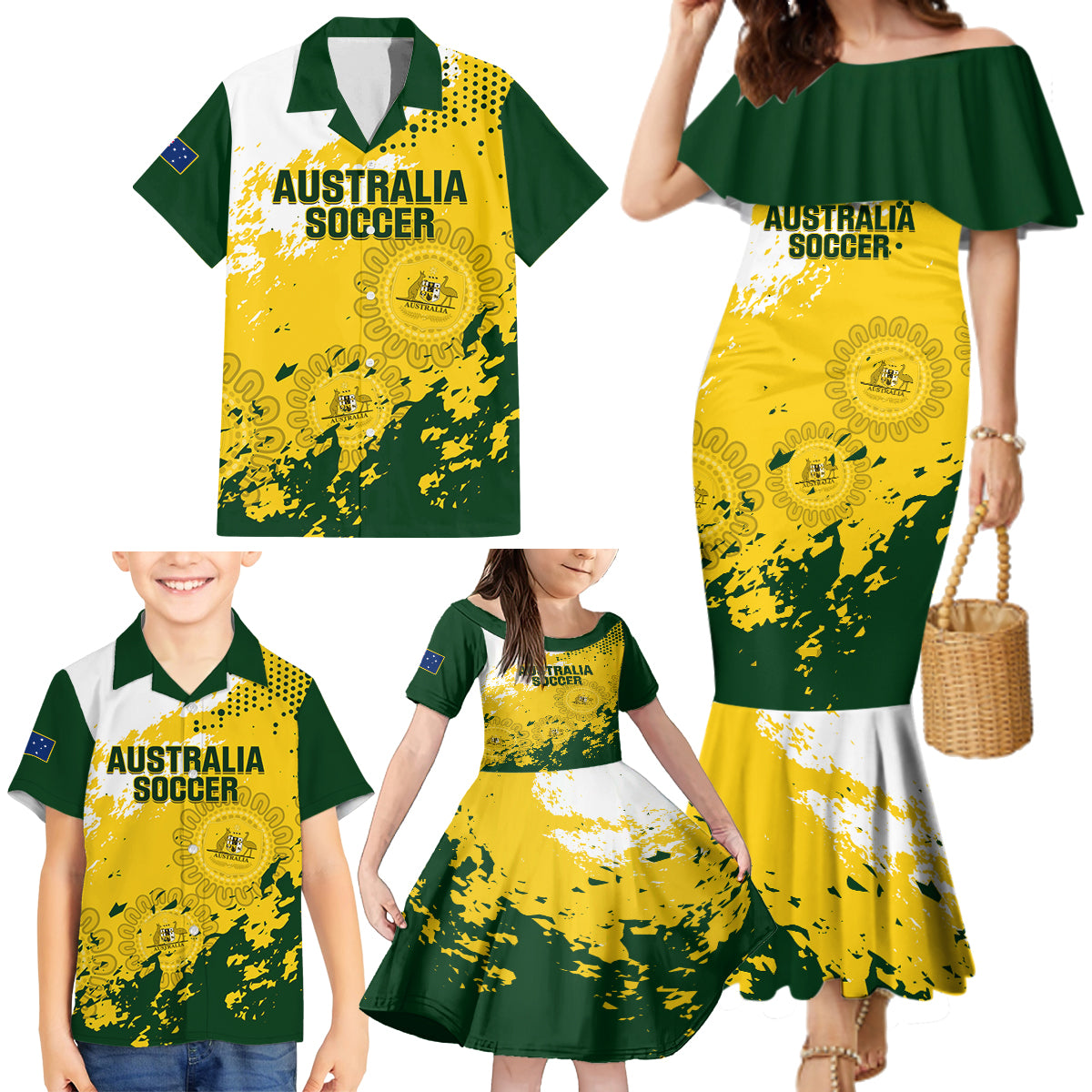 australia-soccer-family-matching-mermaid-dress-and-hawaiian-shirt-til-its-done-matildas-2024-happy-46th-anniversary