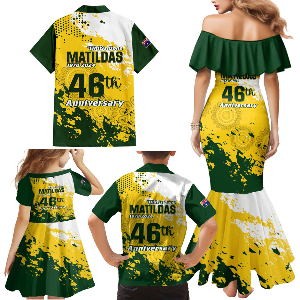 australia-soccer-family-matching-mermaid-dress-and-hawaiian-shirt-til-its-done-matildas-2024-happy-46th-anniversary