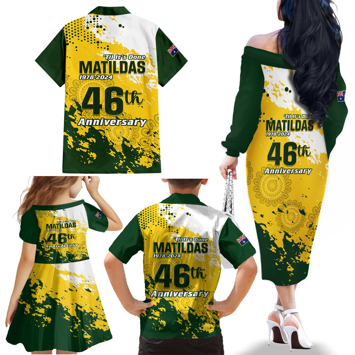 australia-soccer-family-matching-off-shoulder-long-sleeve-dress-and-hawaiian-shirt-til-its-done-matildas-2024-happy-46th-anniversary