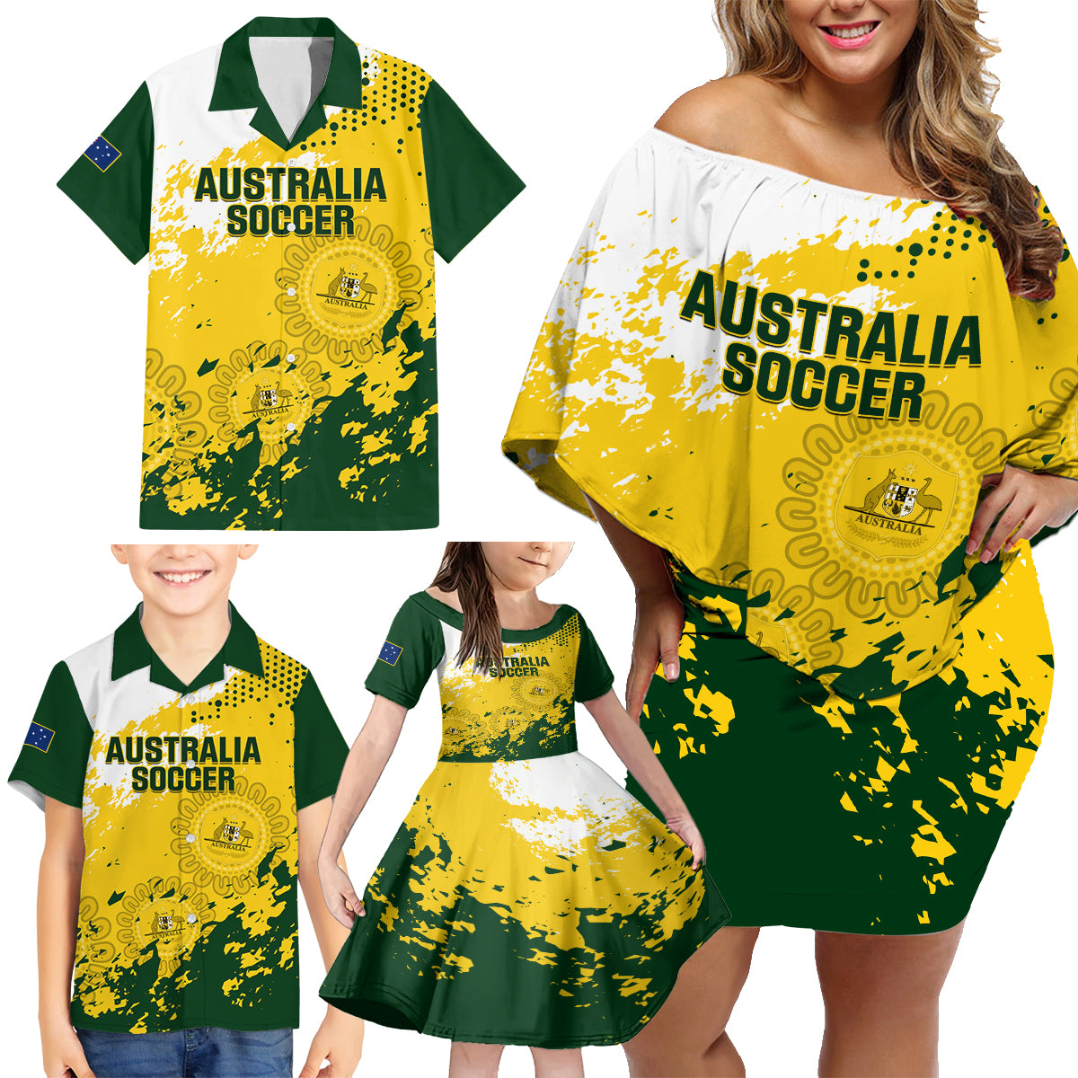 australia-soccer-family-matching-off-shoulder-short-dress-and-hawaiian-shirt-til-its-done-matildas-2024-happy-46th-anniversary