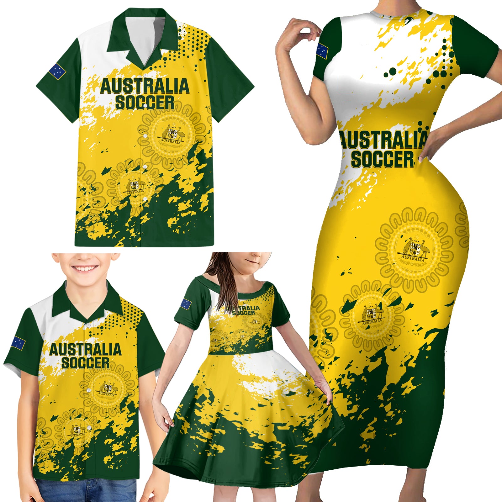 australia-soccer-family-matching-short-sleeve-bodycon-dress-and-hawaiian-shirt-til-its-done-matildas-2024-happy-46th-anniversary