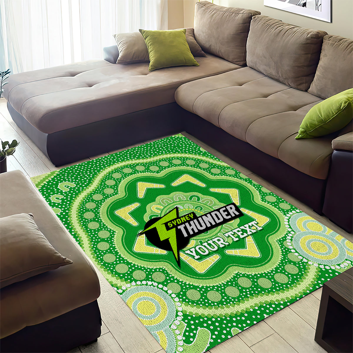 Custom BBL Thunder Cricket Area Rug 2024 Aboriginal Art