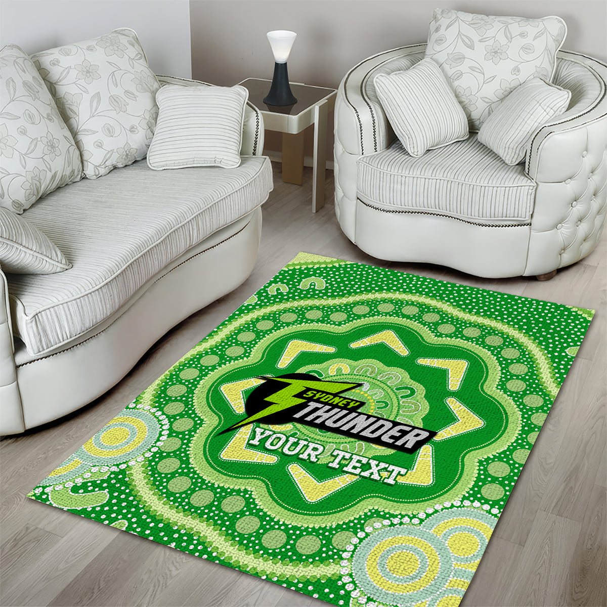 Custom BBL Thunder Cricket Area Rug 2024 Aboriginal Art