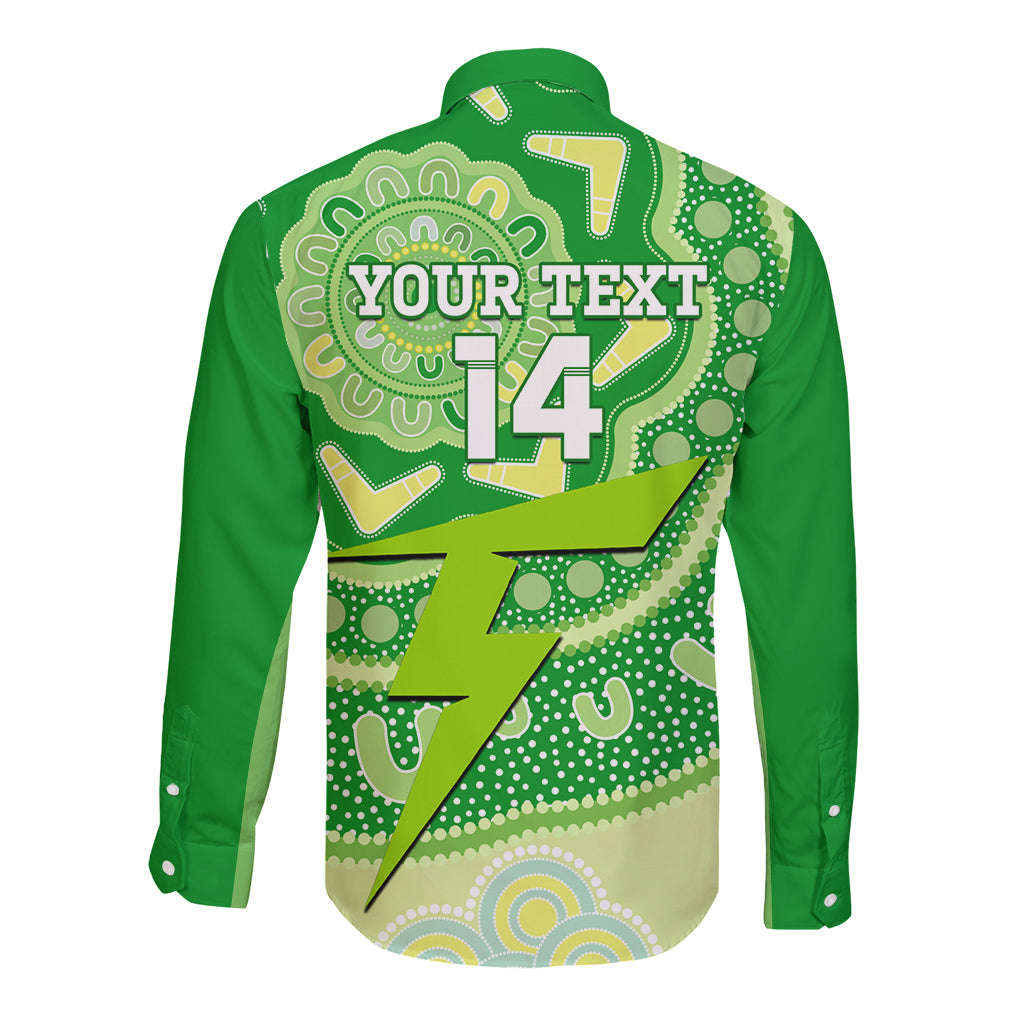 Custom BBL Thunder Cricket Long Sleeve Button Shirt 2024 Aboriginal Art