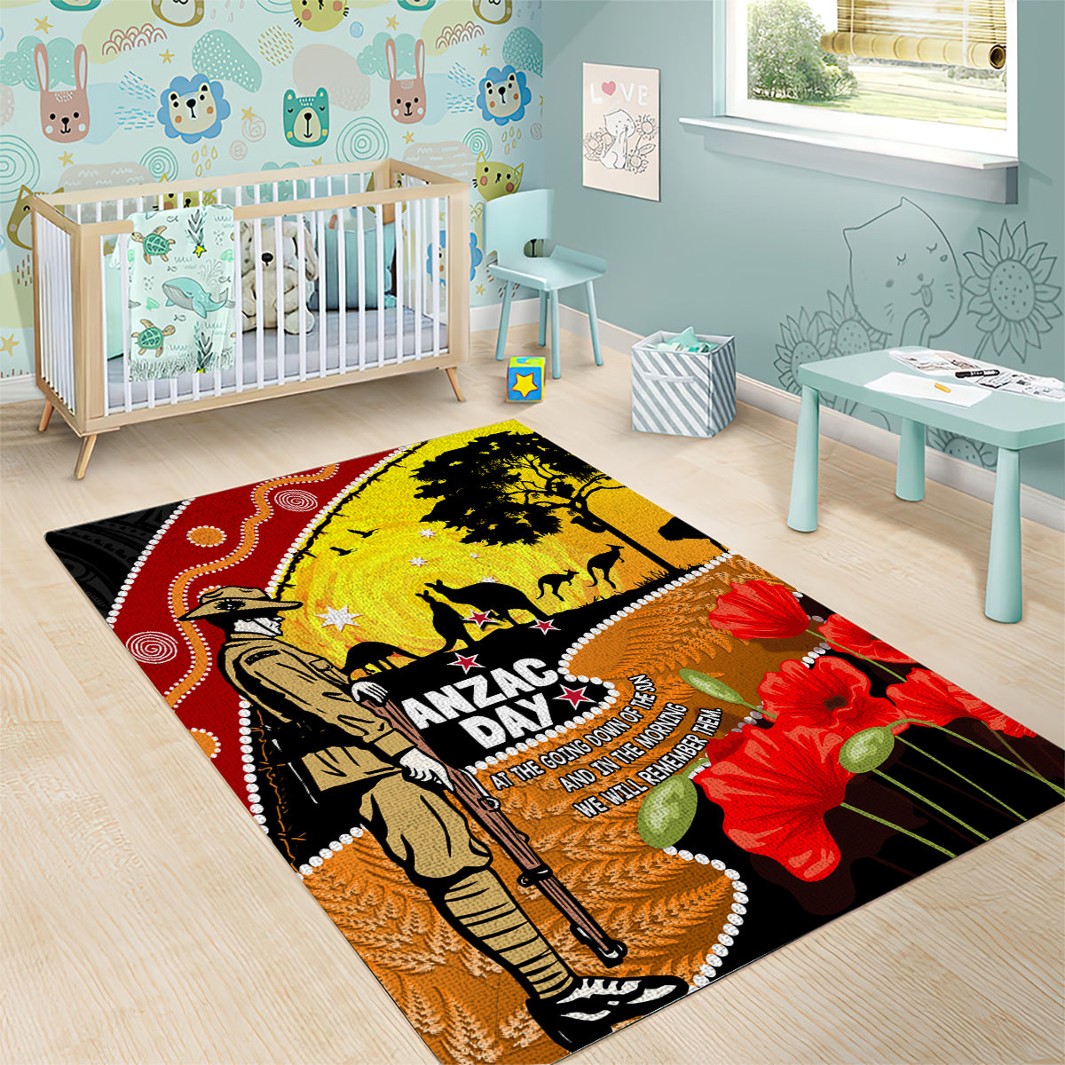 New Zealand And Australia ANZAC Day Area Rug Aboriginal Maori Starring Night Style