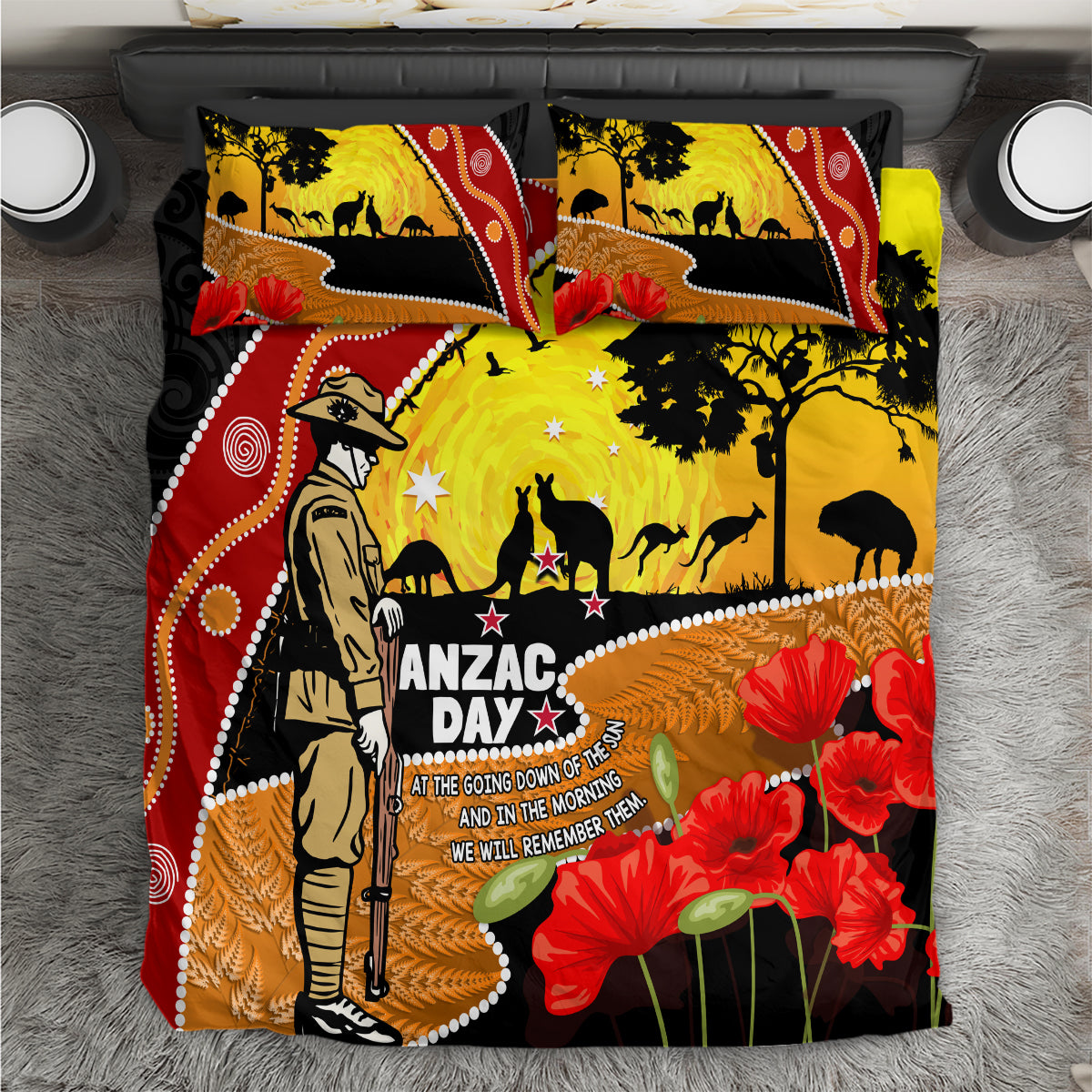 New Zealand And Australia ANZAC Day Bedding Set Aboriginal Maori Starring Night Style