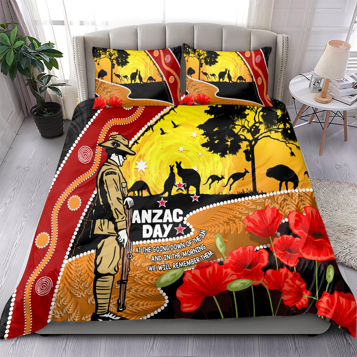 New Zealand And Australia ANZAC Day Bedding Set Aboriginal Maori Starring Night Style