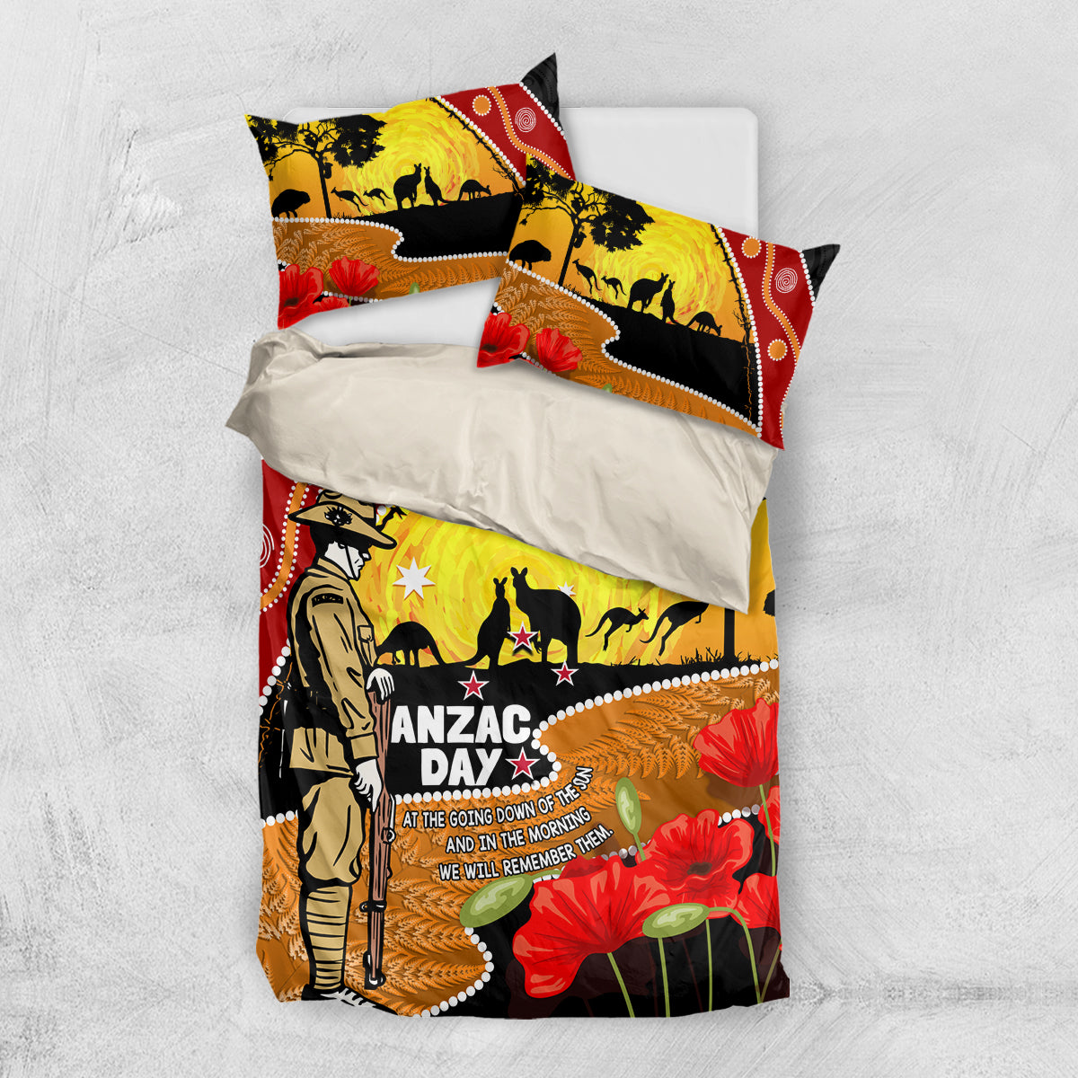 New Zealand And Australia ANZAC Day Bedding Set Aboriginal Maori Starring Night Style