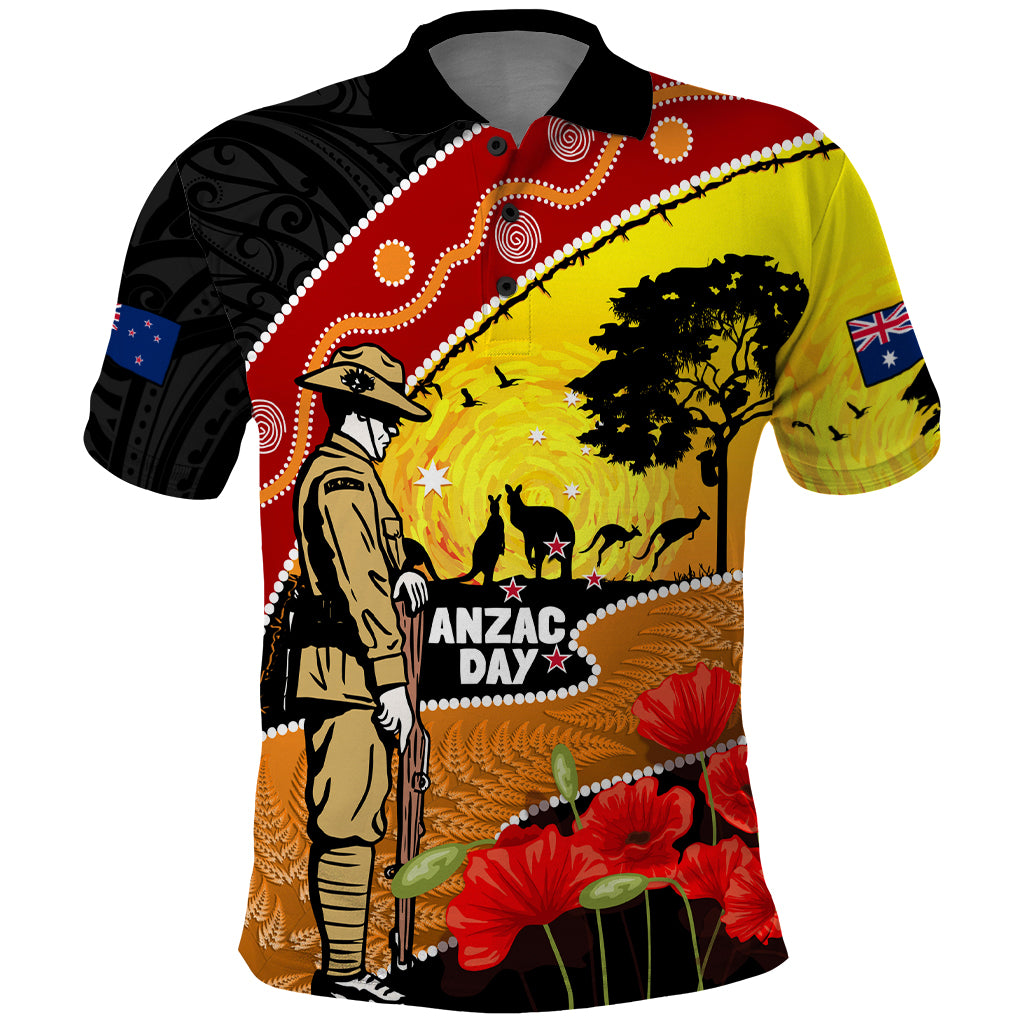 New Zealand And Australia ANZAC Day Polo Shirt Aboriginal Maori Starring Night Style