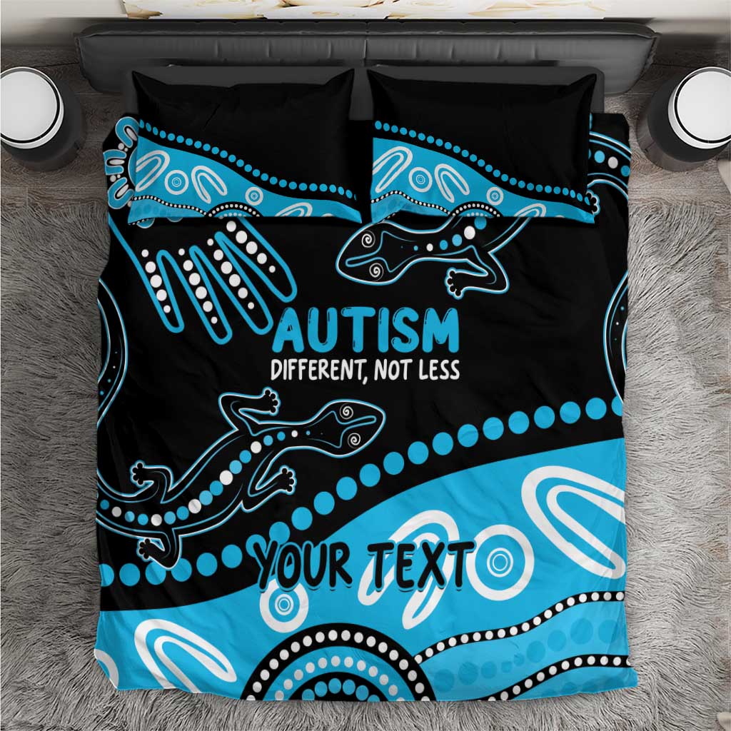 Different Not Less Autism Awareness Australia Personalised Bedding Set Aussie Aboriginal Lizards