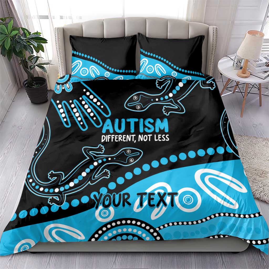 Different Not Less Autism Awareness Australia Personalised Bedding Set Aussie Aboriginal Lizards