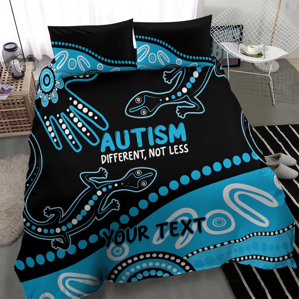 Different Not Less Autism Awareness Australia Personalised Bedding Set Aussie Aboriginal Lizards