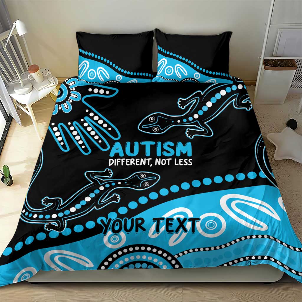 Different Not Less Autism Awareness Australia Personalised Bedding Set Aussie Aboriginal Lizards