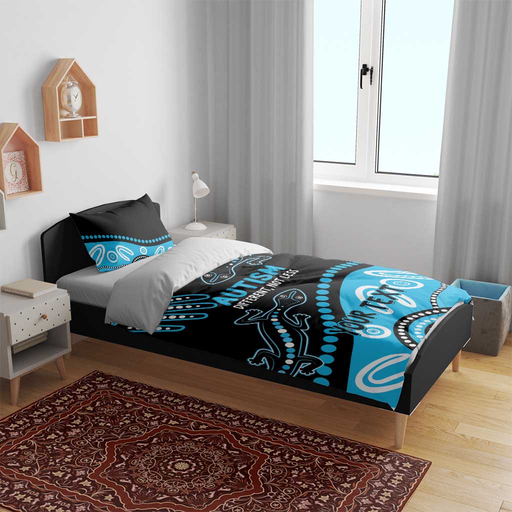 Different Not Less Autism Awareness Australia Personalised Bedding Set Aussie Aboriginal Lizards