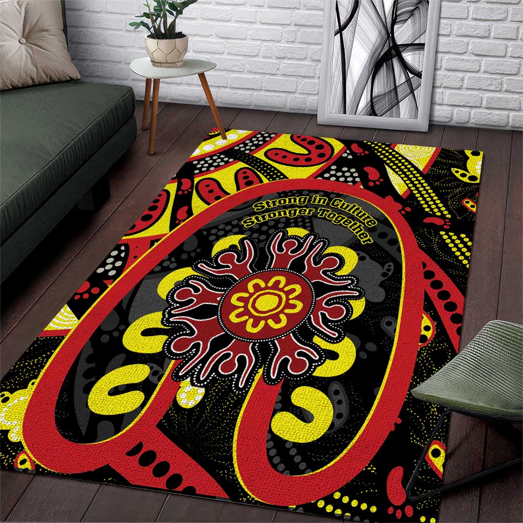 Australia Indigenous Children's Day Area Rug Strong In Culture Stronger Together Aboriginal Art