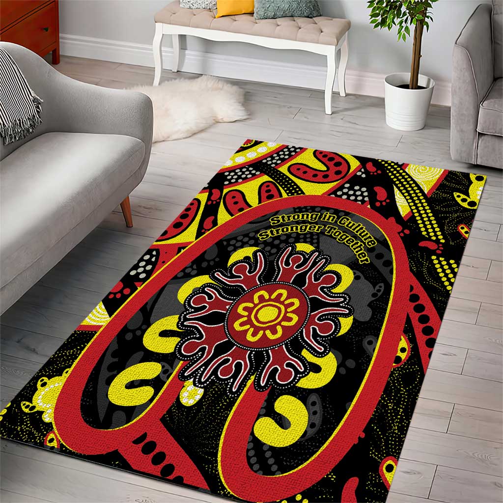 Australia Indigenous Children's Day Area Rug Strong In Culture Stronger Together Aboriginal Art