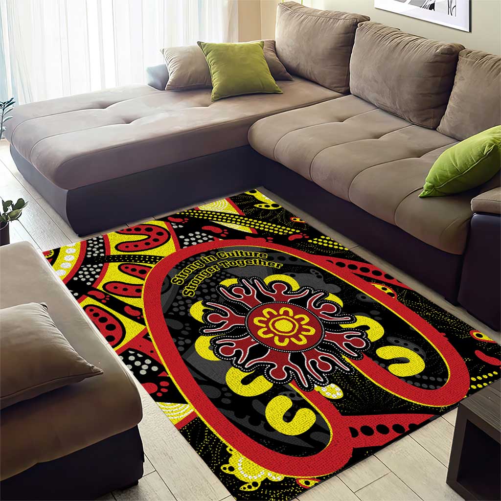 Australia Indigenous Children's Day Area Rug Strong In Culture Stronger Together Aboriginal Art