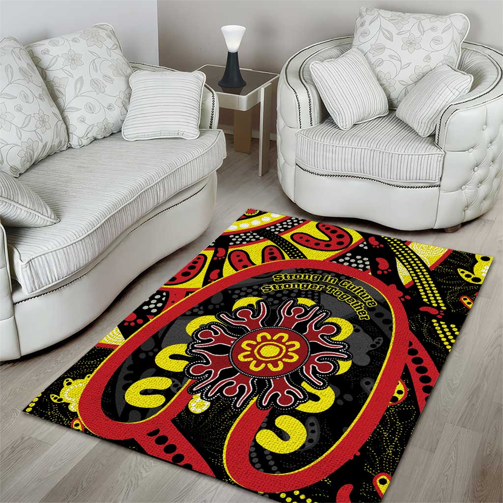 Australia Indigenous Children's Day Area Rug Strong In Culture Stronger Together Aboriginal Art