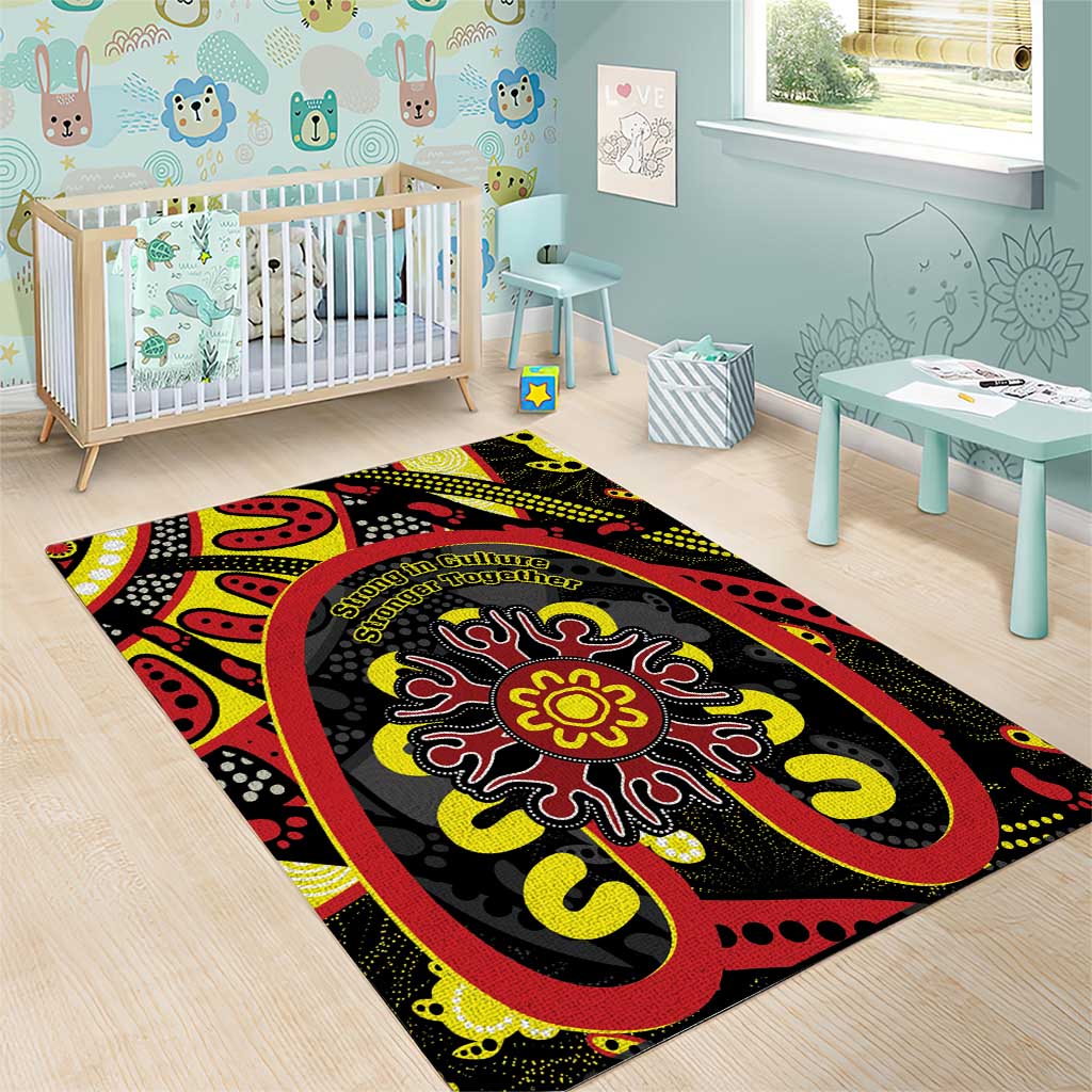 Australia Indigenous Children's Day Area Rug Strong In Culture Stronger Together Aboriginal Art