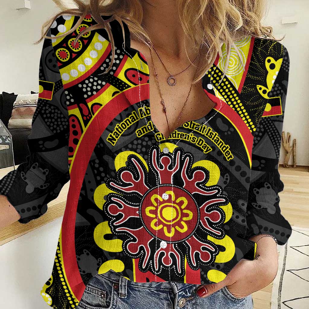 Australia Indigenous Children's Day Women Casual Shirt Strong In Culture Stronger Together Aboriginal Art