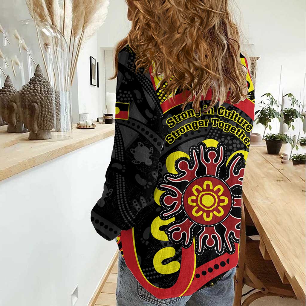 Australia Indigenous Children's Day Women Casual Shirt Strong In Culture Stronger Together Aboriginal Art