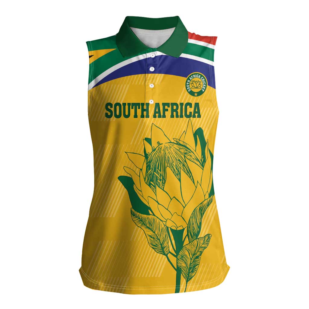 Custom South Africa Cricket Women Sleeveless Polo Shirt Go Champions World Cup Proteas